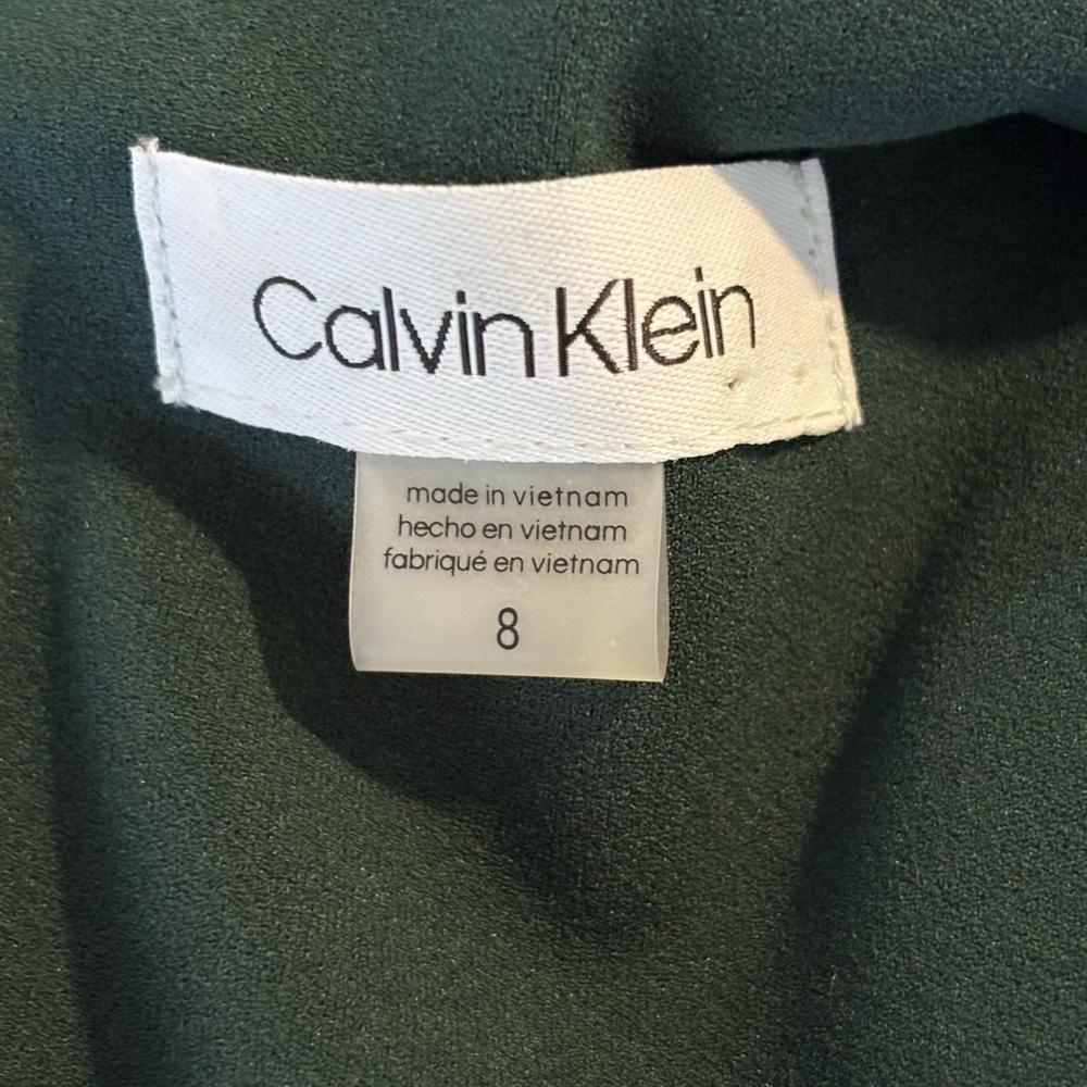 Calvin Klein Dark Emerald Green Midi Work Dress Sheath cap sleeve tulip sleeve - Picture 7 of 7